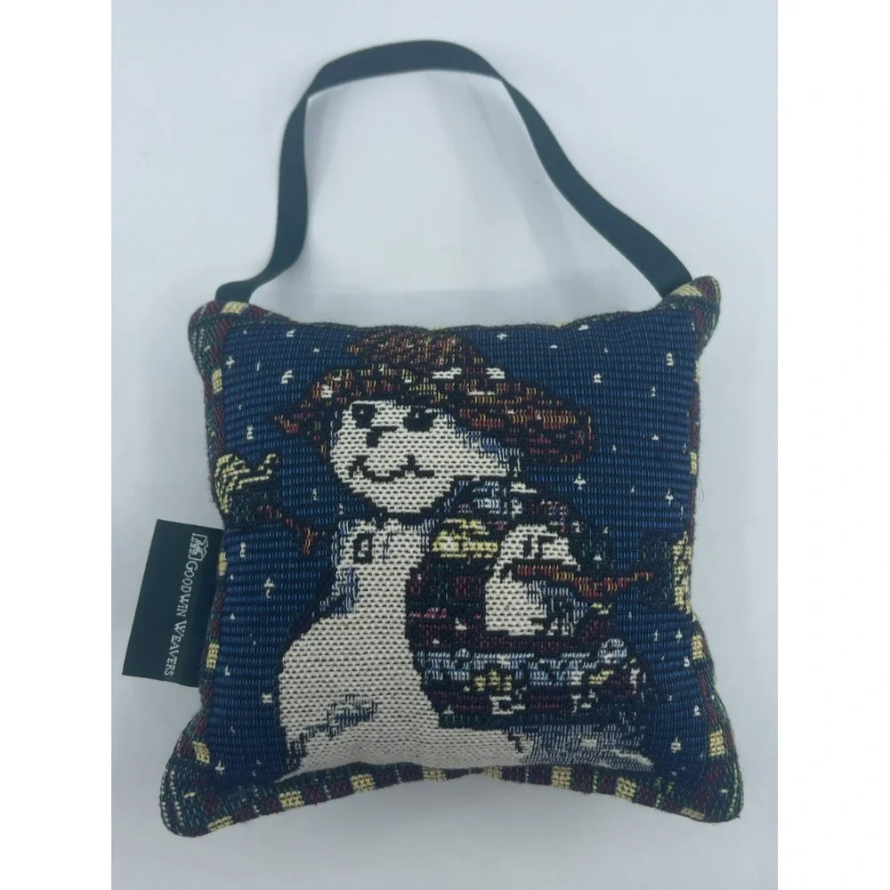 Goodwin Weavers Christmas Tapestry Pillow‎ Snowman Door Hanging Holiday 6x6